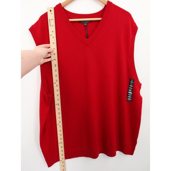 Hart Schaffner Marx Sweater Vest Red Men's Extra Fine Merino Wool V Neck NWT 3XB - Picture 4 of 12